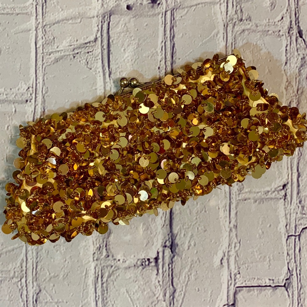 Gold Sequin Rectangle Clutch